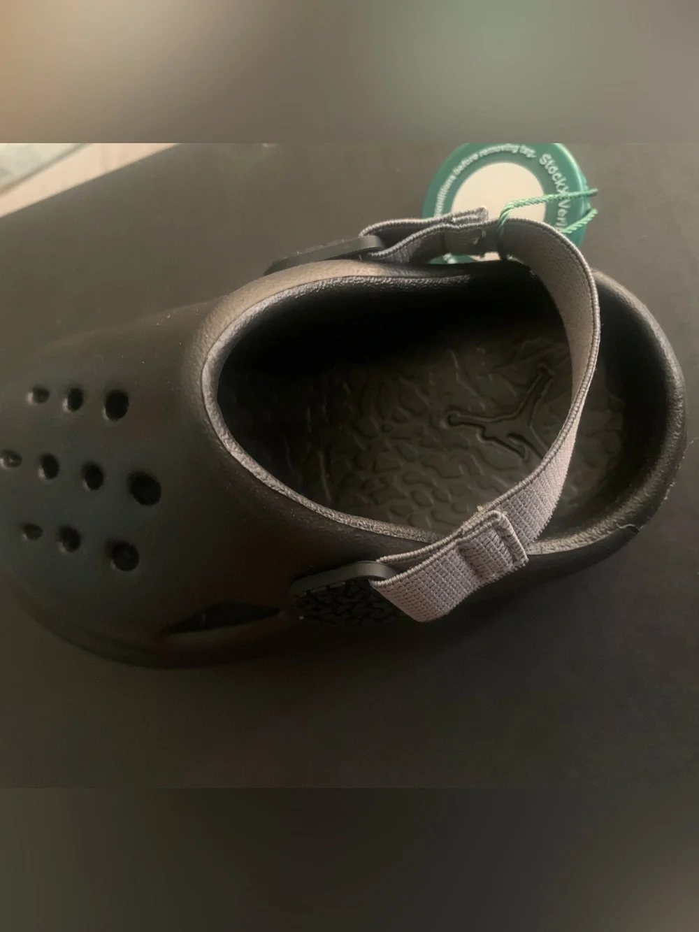 Jordan Kids Black Slip-On Clog with Gray Heel Strap